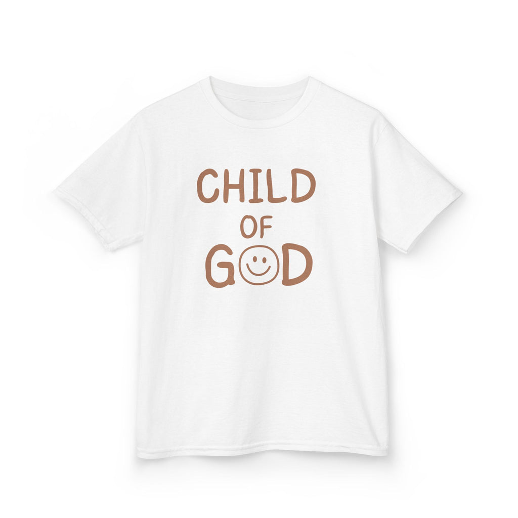 Kids T-Shirt — "Child of God" Brown Smiley Christian Tee