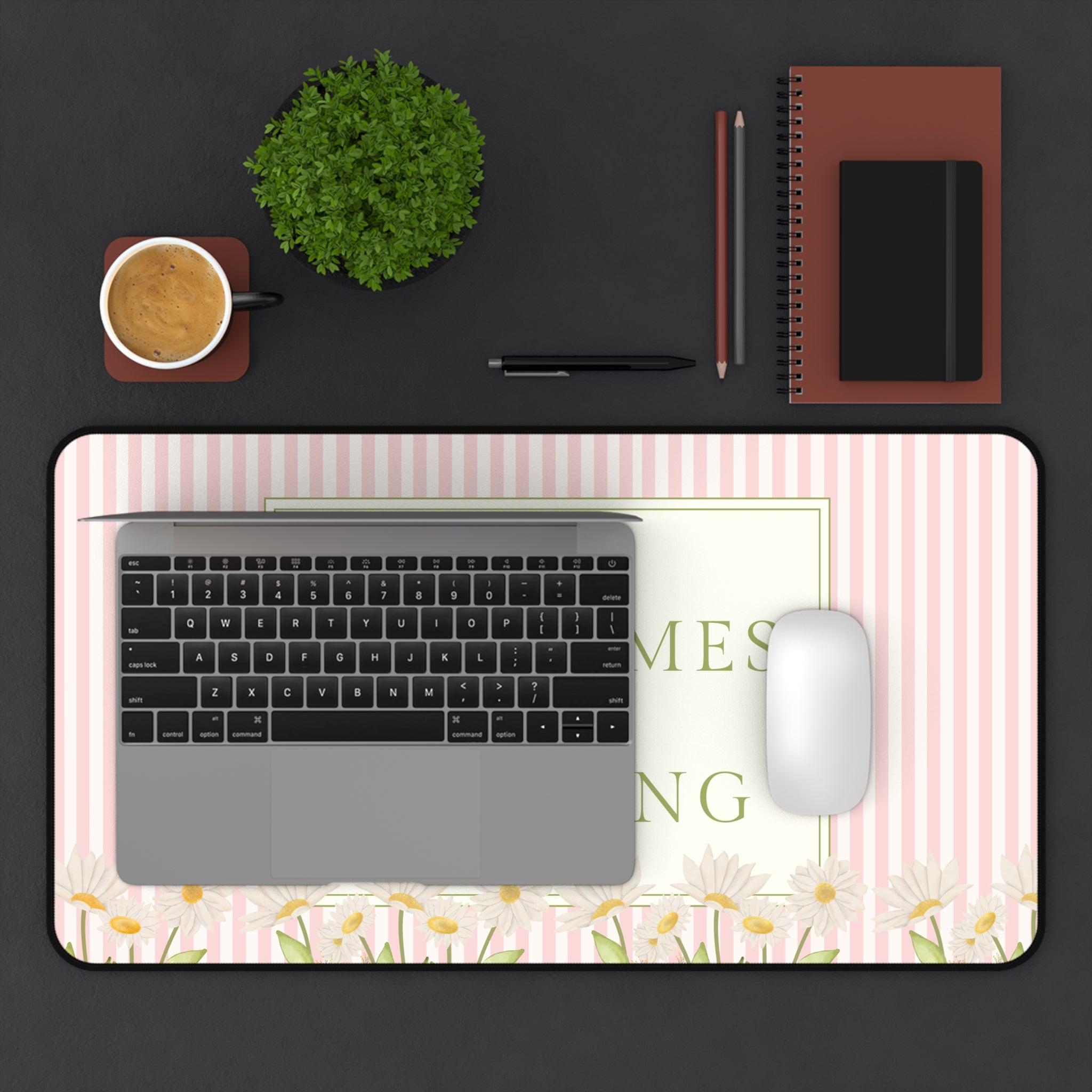Joy Comes In Morning Floral Desk Mat
