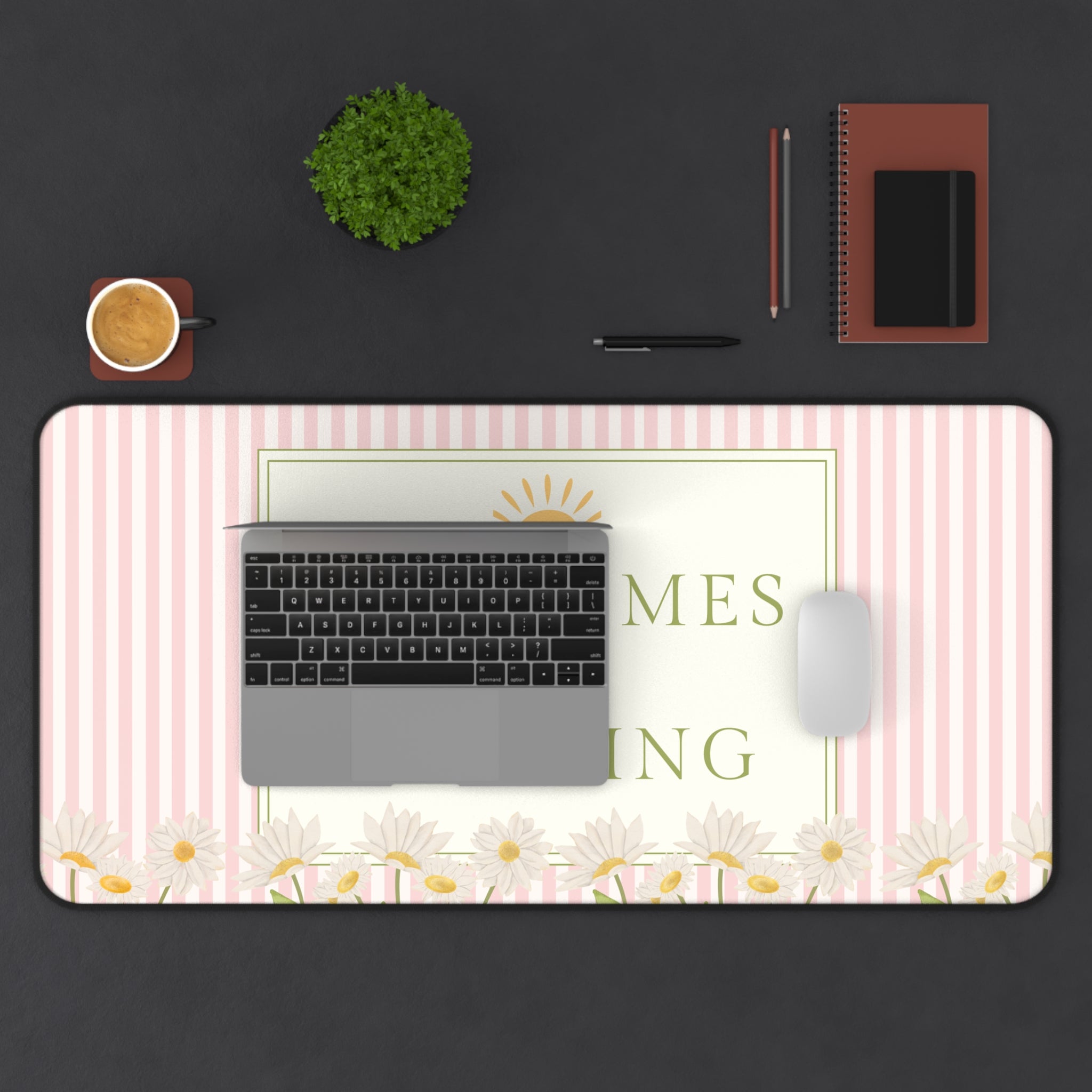 Joy Comes In Morning Floral Desk Mat