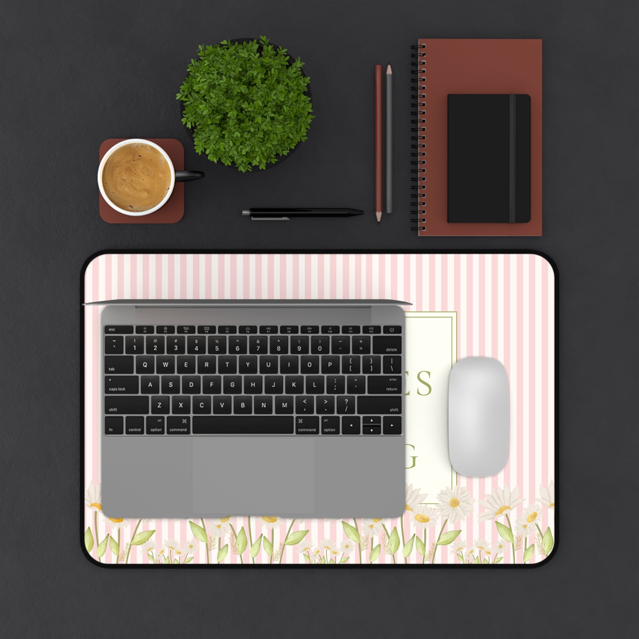 Joy Comes In Morning Floral Desk Mat