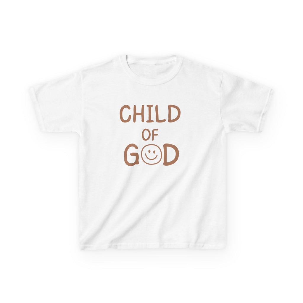 Kids T-Shirt — "Child of God" Brown Smiley Christian Tee