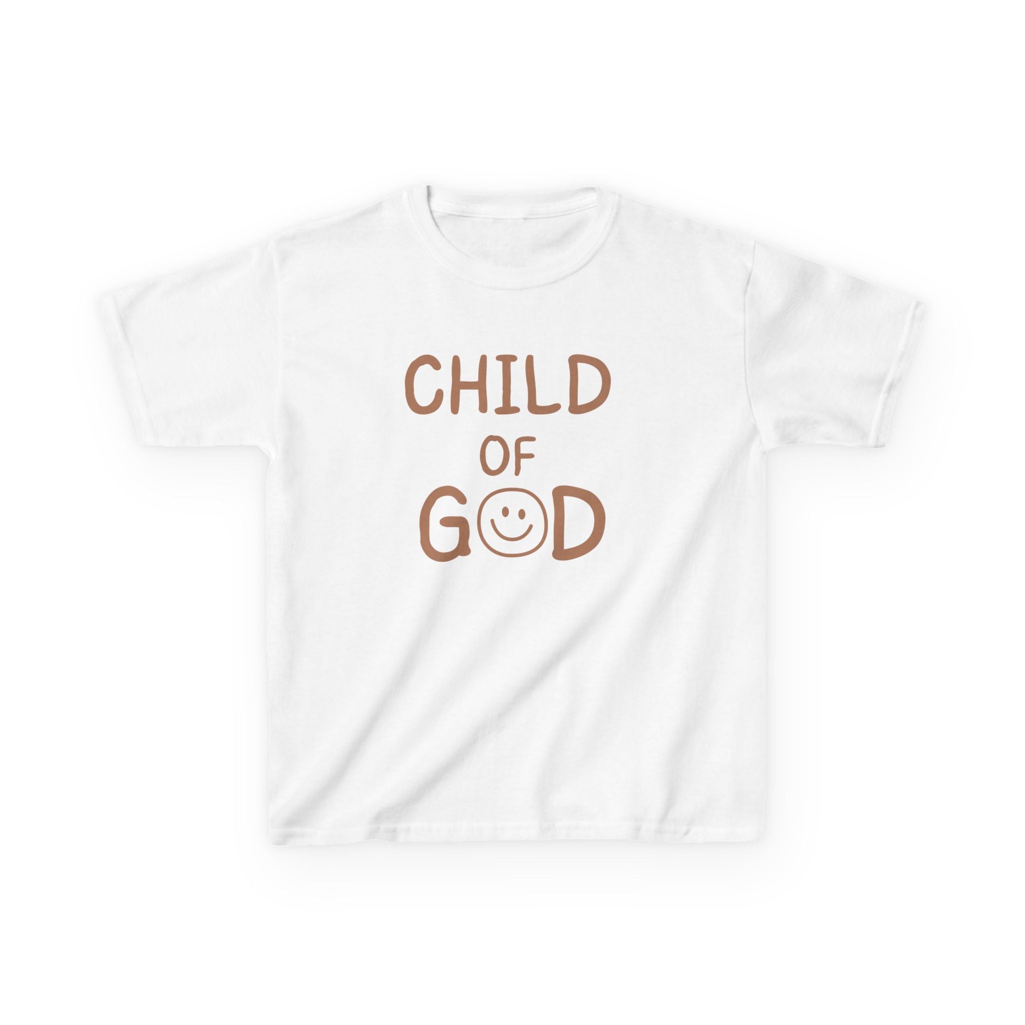 Kids T-Shirt — "Child of God" Brown Smiley Christian Tee